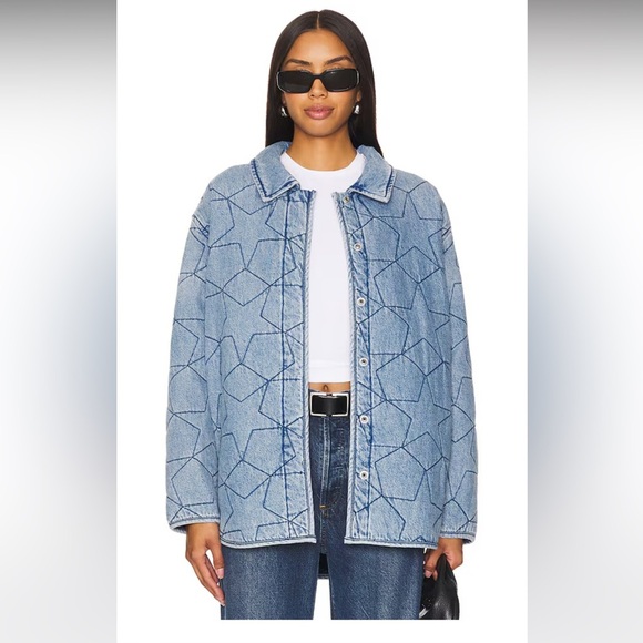 Denim Jacket with Geometric Pattern